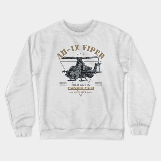 AH-1Z Viper "Zulu Cobra" Attack Helicopter Crewneck Sweatshirt by Military Style Designs